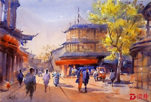 陈晓艺 《大理 ·秋》 水彩 56x38cm